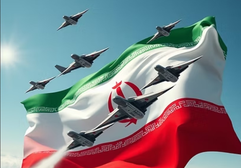 Iran flag fighter jets AI image