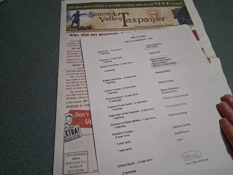 Suncook valley taxpayer espsom towne election