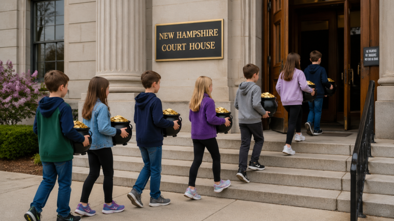 children carrying gold into NH family court