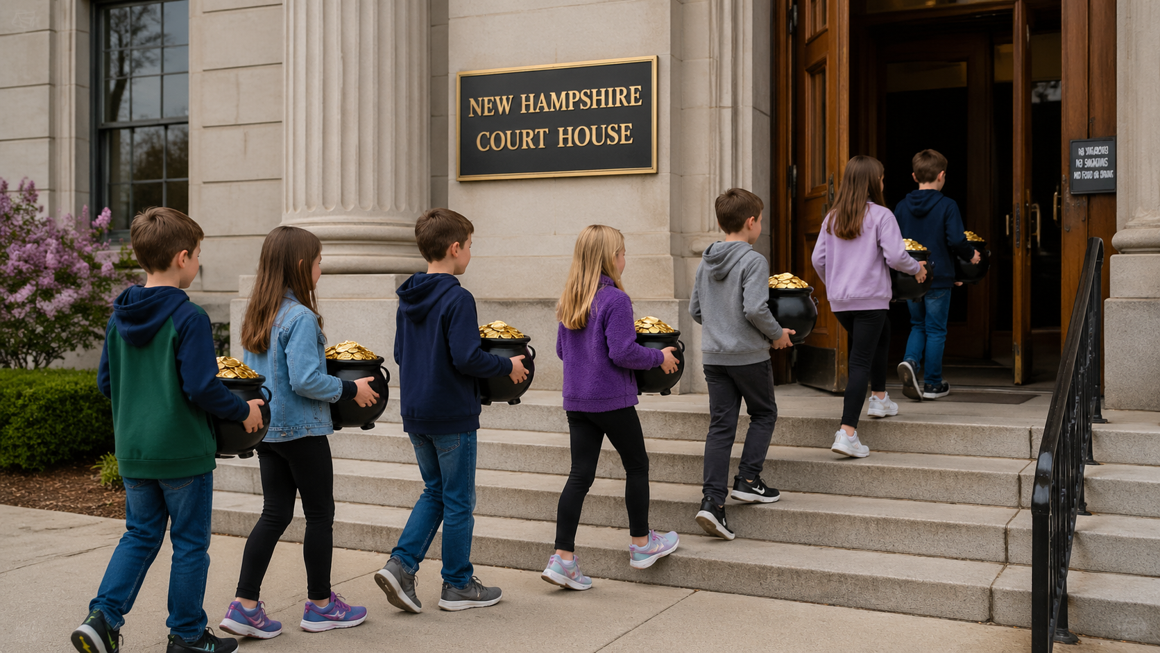 children carrying gold into NH family court