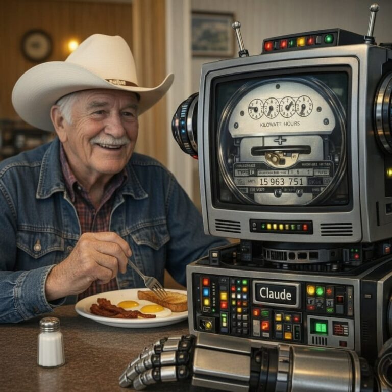 one old conservative metered-claude (AI) at breakfast apr 2026v1
