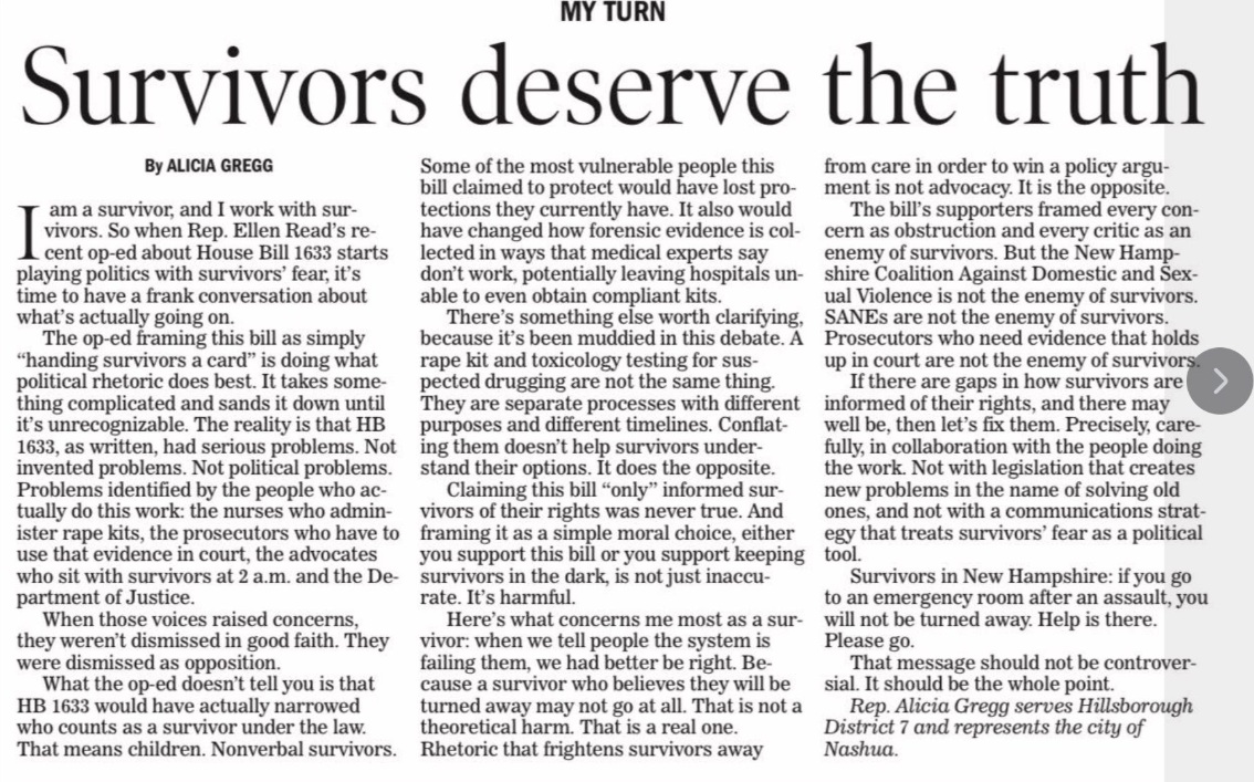 Screen grab Alicia Gregg op-ed newspaper layout