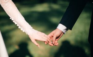 wedding husband and wife holding hands
