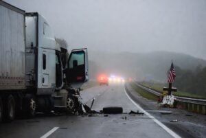 Higway collission rtractor trailer