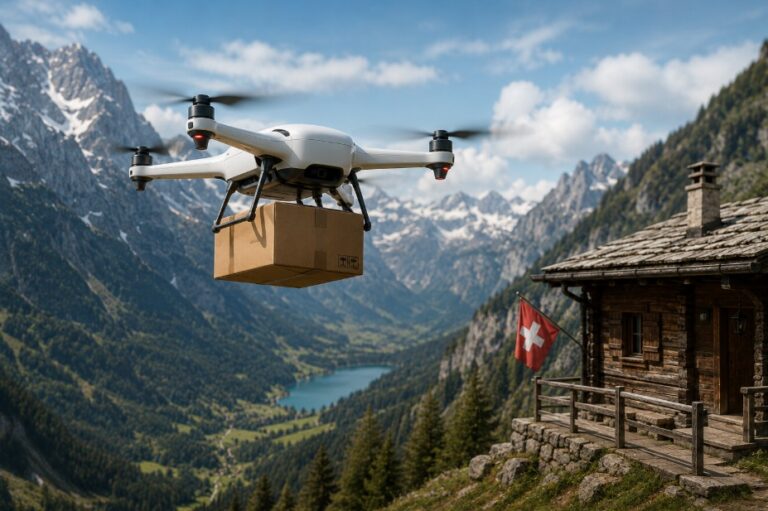 AI Image drone delivery in Switzerland
