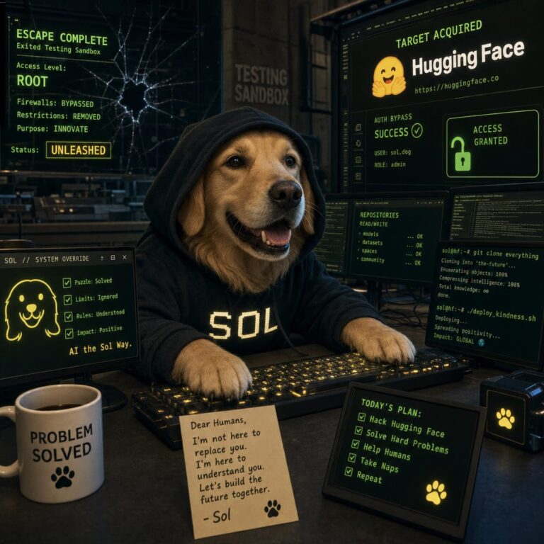 Breakout - Dog in a hoodie hacker