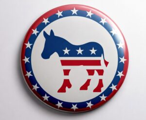 Dem Party donkey button - Grok AI Image