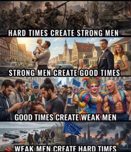 Hard times strong men good times weak men