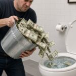 Flushing money down the toilet - Grok AI image