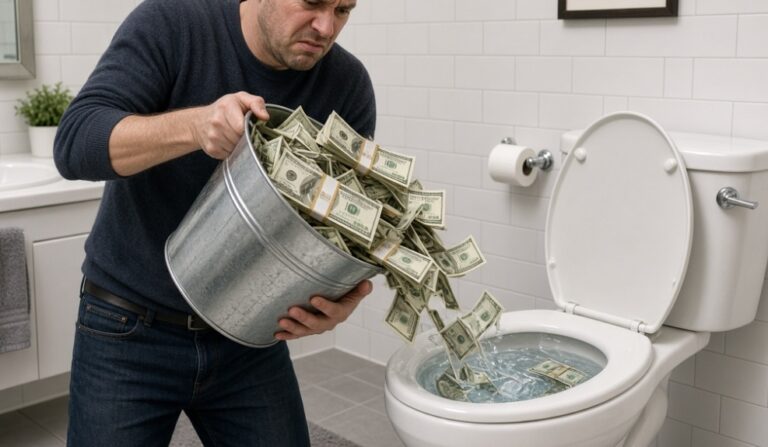 Flushing money down the toilet - Grok AI image