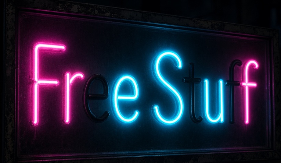 free stuff neon with letters out