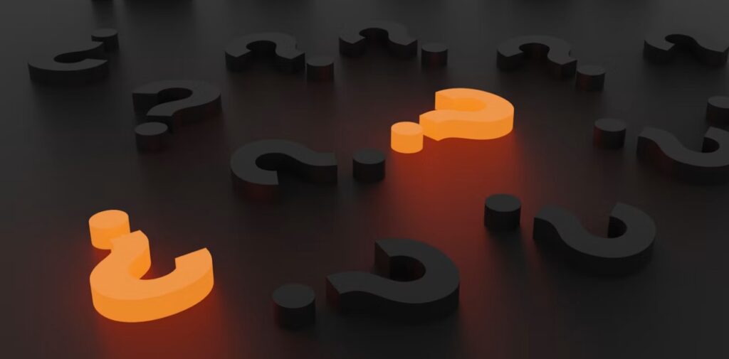 Glowing orange Question marks