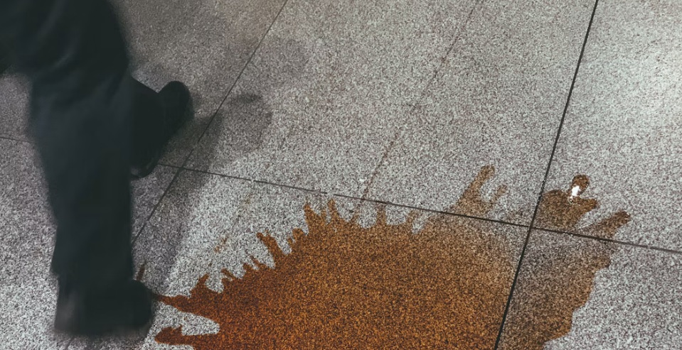 spill on tiled floor